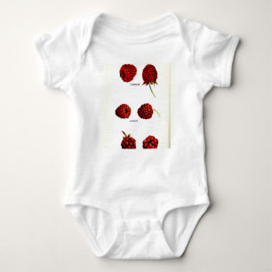 Vintage Raspberry Botanical Print Baby Bodysuit