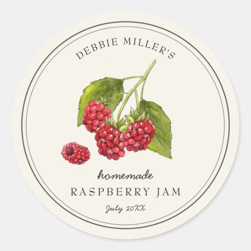 Vintage Raspberry Homemade Jam Jar label