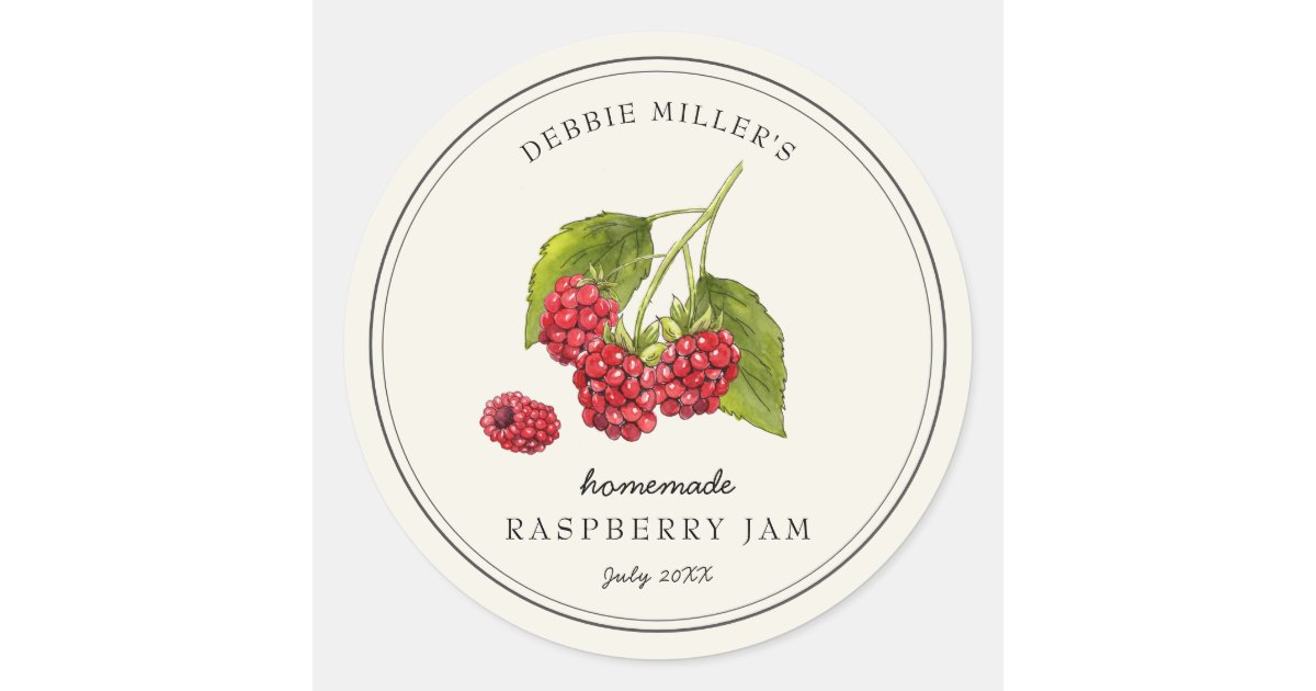 Vintage Raspberry Homemade Jam Jar label | Zazzle