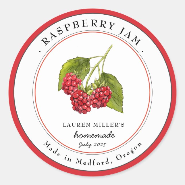 Vintage Raspberry Jam jar Canning label (Front)