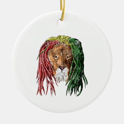 Vintage Rasta Reggae Lion Ceramic Ornament