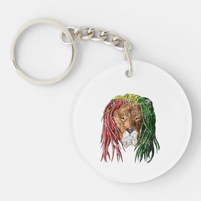 Vintage Rasta Reggae Lion Keychain (Front)