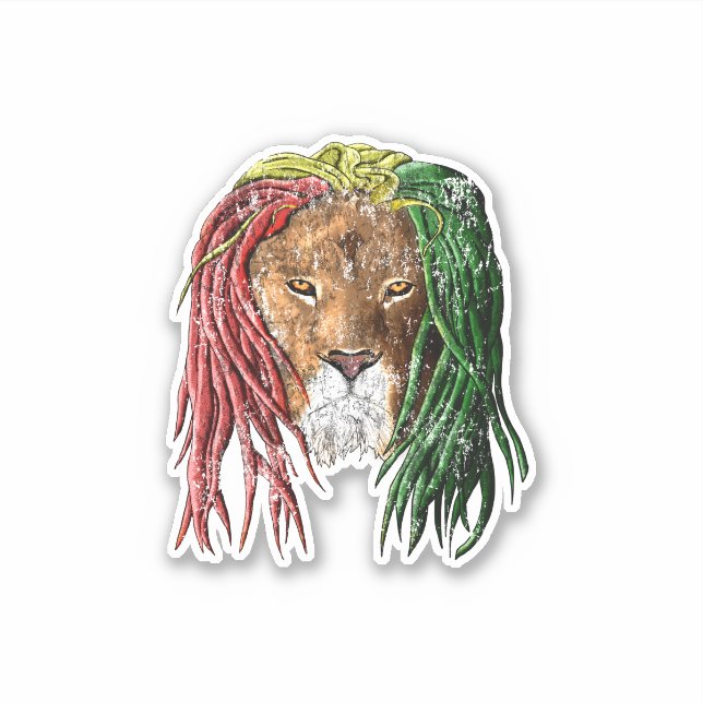Vintage Rasta Reggae Lion Sticker (Front)