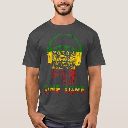 Vintage Rasta Reggae Music Headphones Jamaican Pri T_Shirt