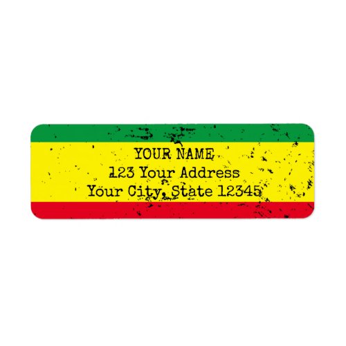 Vintage rastafarian flag reggae style address label