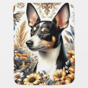 Vintage Rat Terrier Illustration Baby Blanket