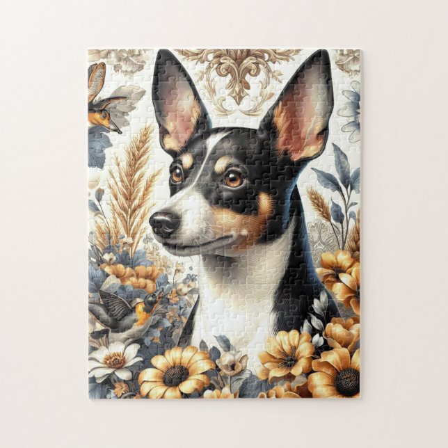 Vintage Rat Terrier Illustration Jigsaw Puzzle (Vertical)