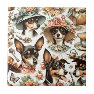 Vintage Rat Terrier Seamless Ceramic Tile