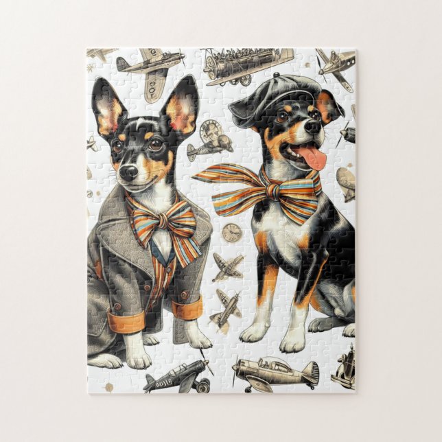 Vintage Rat Terrier Seamless Jigsaw Puzzle (Vertical)