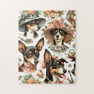 Vintage Rat Terrier Seamless Jigsaw Puzzle