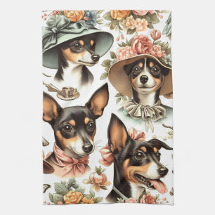 Vintage Rat Terrier Seamless Kitchen Towel