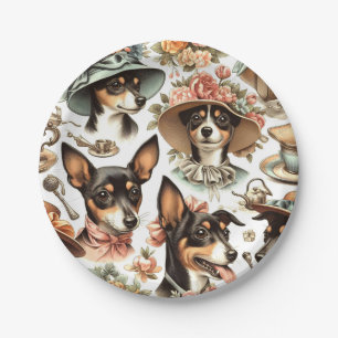 Vintage Rat Terrier Seamless Paper Plates