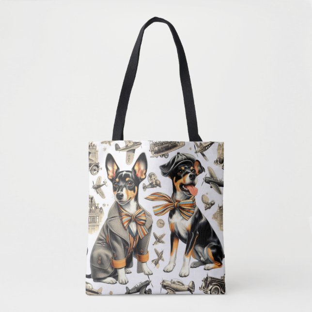 Vintage Rat Terrier Seamless Tote Bag (Front)