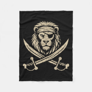Vintage Rate Lion And Crossbones Safari Animal Fleece Blanket