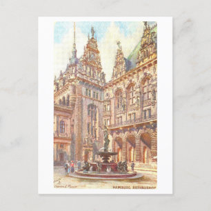 Vintage Rathaus Hamburg Germany Postcard