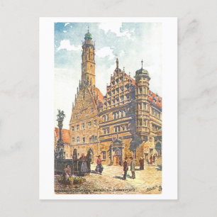Vintage Rathaus Rothenburg, Germany Postcard