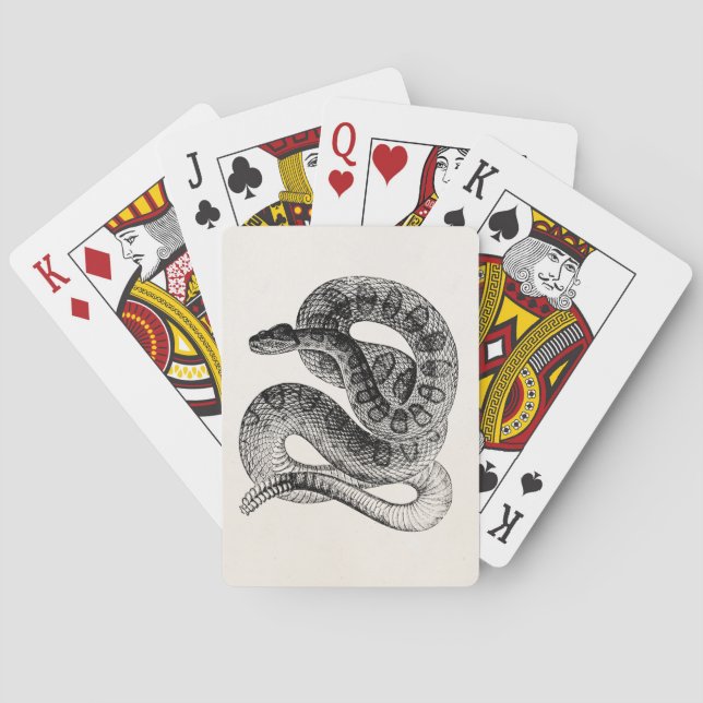 Vintage Rattlesnake Reptile Snake Template Poker Cards (Back)