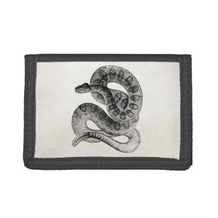 Vintage Rattlesnake Reptile Snake Template Tri-fold Wallet