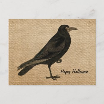 Vintage Raven  Burlap Postcard Personalize by MarceeJean at Zazzle