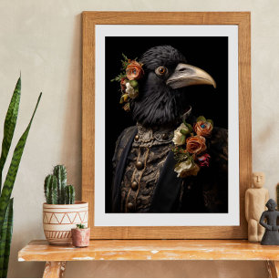 Vintage Raven Crow Bird Floral Decoupage  Tissue Paper