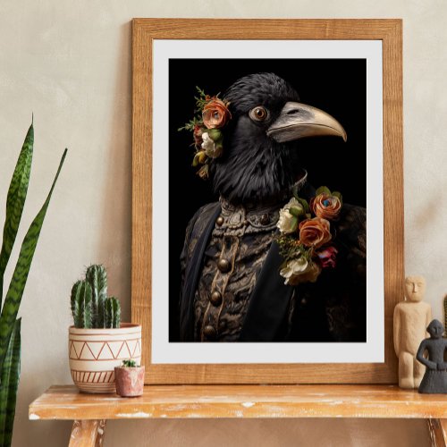 Vintage Raven Crow Bird Floral Decoupage  Tissue Paper