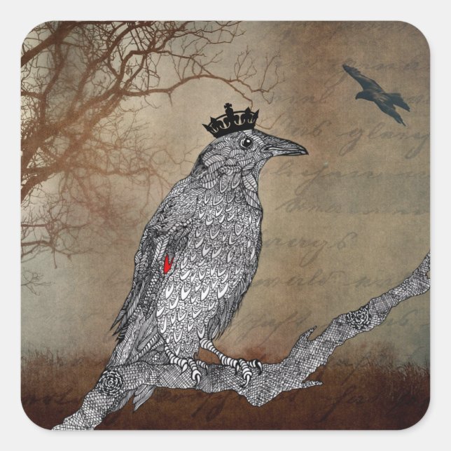 Vintage Raven Crow Sticker (Front)