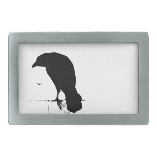 Vintage Raven - Customized Goth Crows Ravens Rectangular Belt Buckle