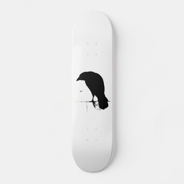 Vintage Raven - Customized Goth Crows Ravens Skateboard Deck (Front)