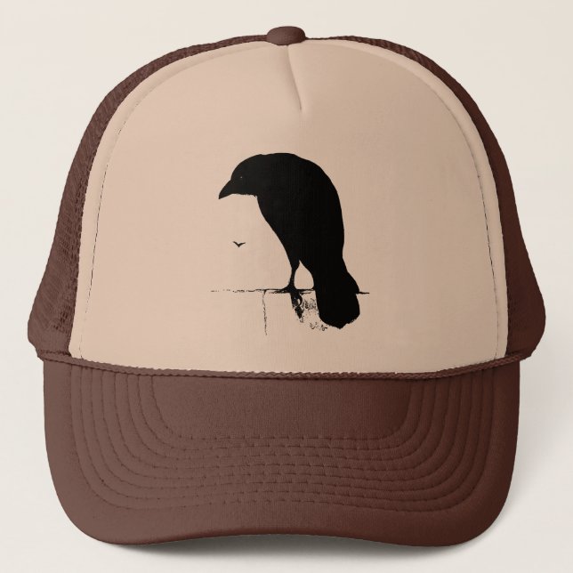 Vintage Raven - Customized Goth Crows Ravens Trucker Hat (Front)