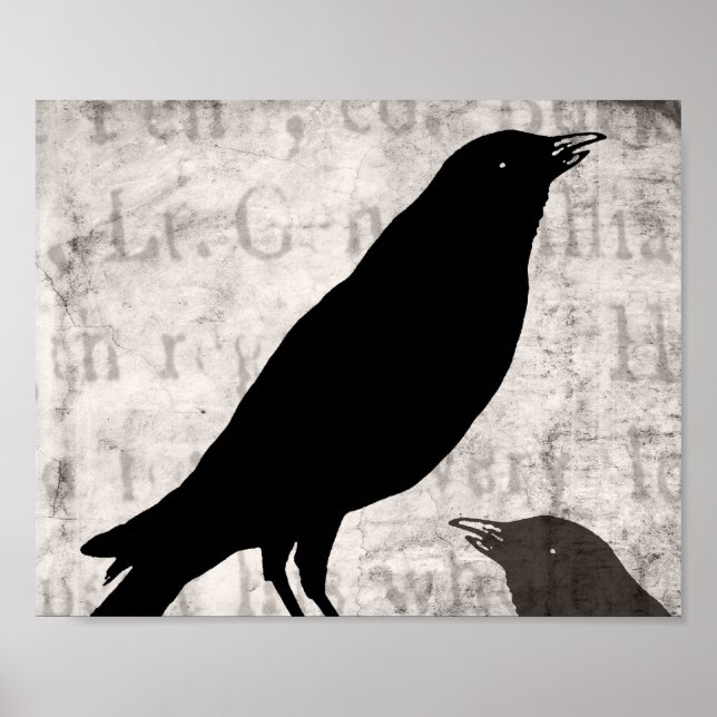 Vintage Raven Goth Collage Customized Birds Crow Poster (Front)