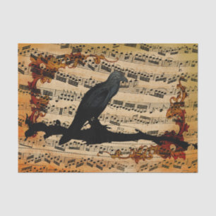 Vintage Raven Music Sheet Tissue Paper