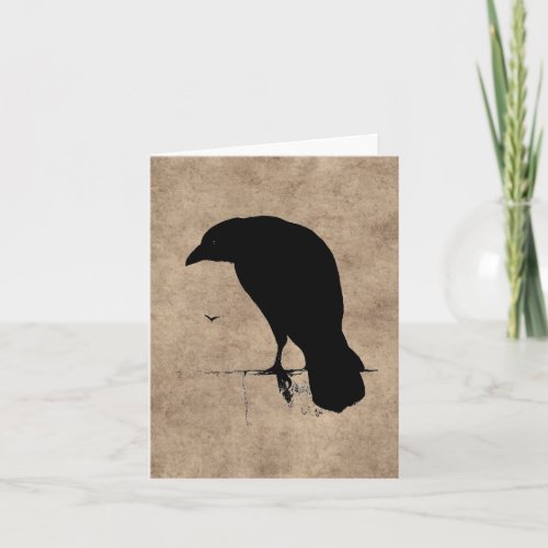 Vintage Raven Silhouette Black Ravens and Crows Card