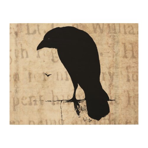 Vintage Raven Silhouette Retro Goth Ravens Birds Wood Wall Decor