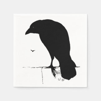 Vintage Raven Silhouette Retro Goth Ravens Crow Paper Napkins