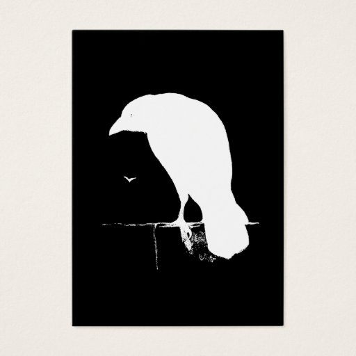 Customizable Vintage Raven Silhouette White on Black - Custom Business Card Templates