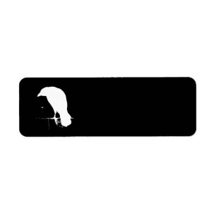 Vintage Raven Silhouette White on Black - Custom Label