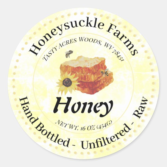 Vintage Raw Honey Bee Label Costume (Front)