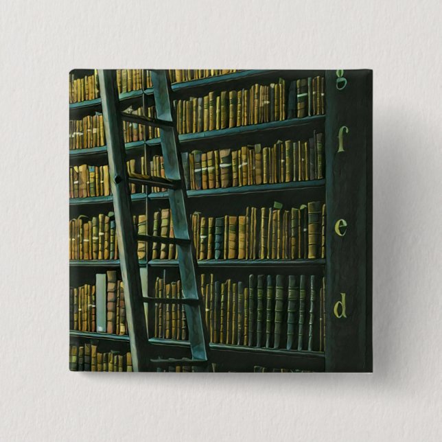 Vintage reading artwork gift button (Front)