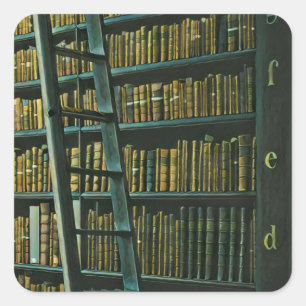 Vintage reading artwork gift square sticker