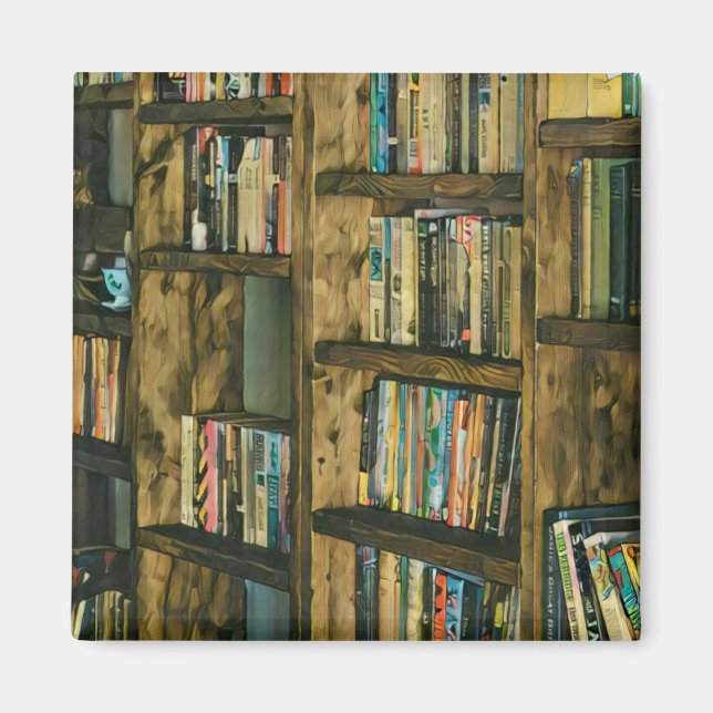 Vintage reading artwork magnet (Front)