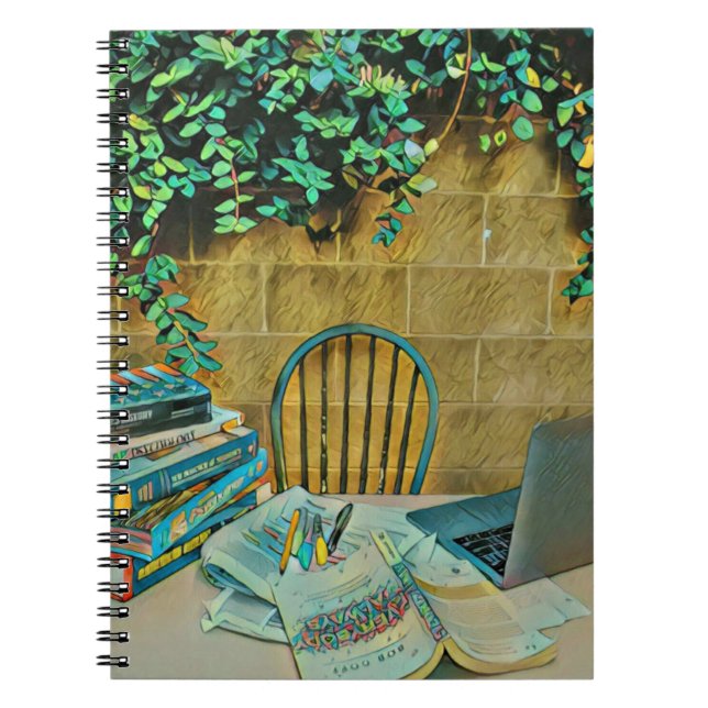 Vintage reading artwork notebook (Front)