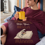 Vintage Reading Book Wild Flowers Throw Pillow<br><div class="desc">This retro illustration of a tattered book with dried wild flowers placed upon it truly symbolizes the motto "Reading helps your mind bloom".  Take the time to read a book and watch your knowledge grow.</div>