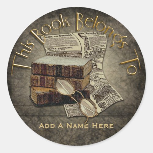 Vintage Reading Bookplate Stickers