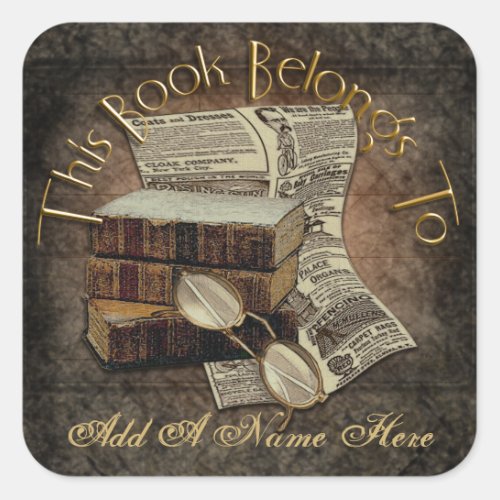 Vintage Reading Bookplate Stickers