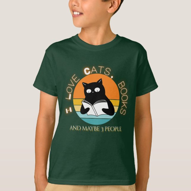 Vintage Reading Cat with Funny Quote T-Shirt (Front)