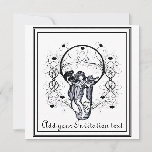 Vintage reading girl Invitations