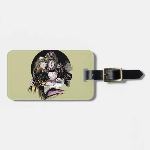 Vintage Reading Victorian Mom Daughter Luggage Tag
