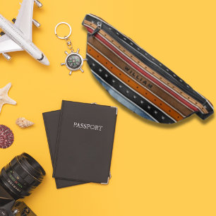 Vintage Realistic Shammy Leather Jeans Stripes Fanny Pack