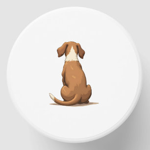 Vintage Rear View Dog Illustration Tan and White P Mini Candle Favors
