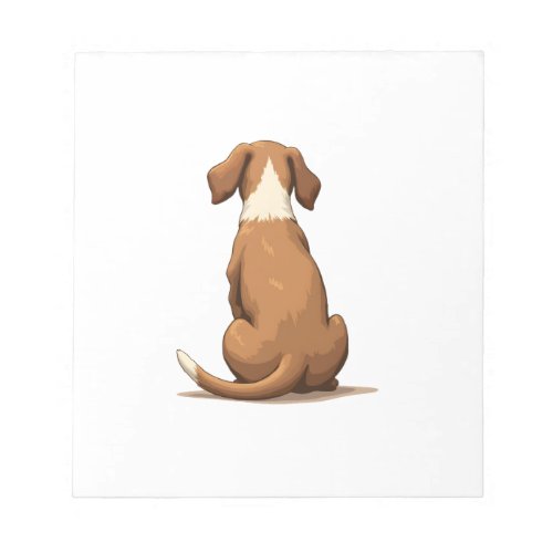 Vintage Rear View Dog Illustration Tan and White P Notepad